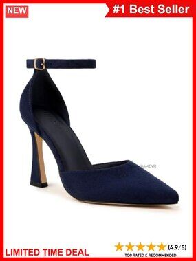 Pointed Closed Toe Block High Heel Ankle Strap Pumps